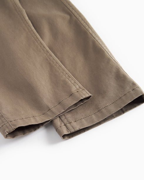 Pantalon din bumbac maro cu talie reglabila